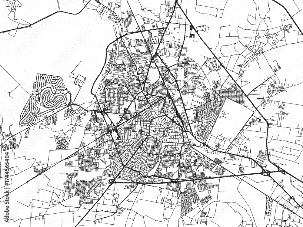 Fototapeta premium Artistic urban sketch of Irapuato, Mexico, detailed in black and white map form.