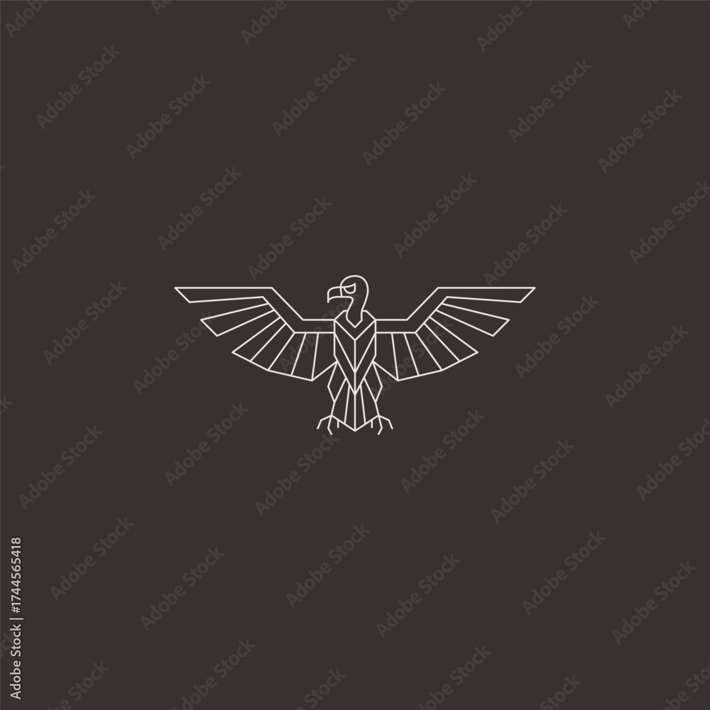 Obraz premium Vulture wingspan line art wide-winged bird logo design.