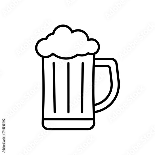 A beer mug full of foam on transparent background