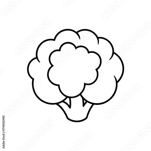 Outline drawing of broccoli on transparent background