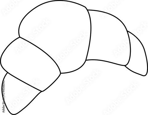 Outlined croissant crescent pastry shape layered dough edges visible