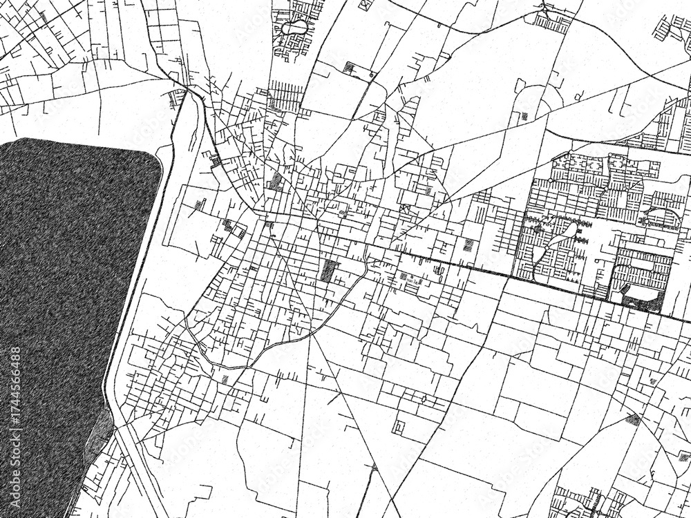 Fototapeta premium Sketch-style black and white map of Zumpango, Mexico, perfect for illustration and wall art.