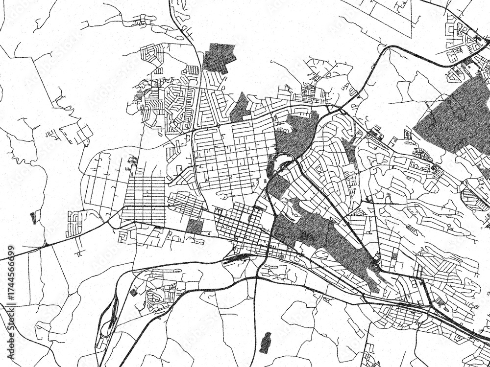 Obraz premium Sketch-style black and white map of Krugersdorp, South Africa, perfect for illustration and wall art.