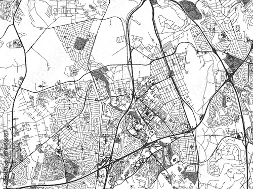 Tableau sur toile Black and white illustrated map of Centurion, South Africa, with streets, rivers, and neighborhoods