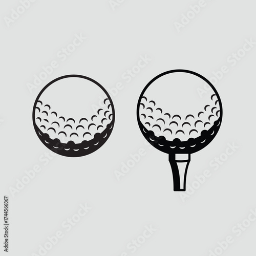 Vector Golf Ball - Black and White Isolated Icon. Golfing sport, outdoor recreation, athletic competition