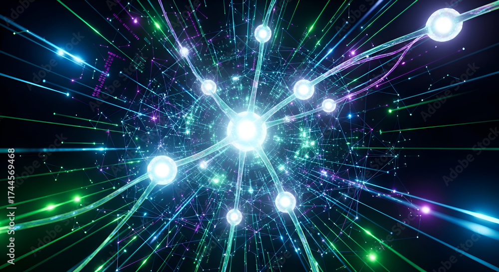 Obraz premium Neural Network Visualization with Nodes and Connections