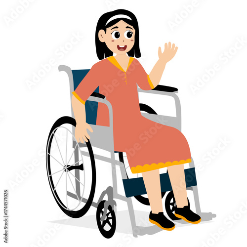 International Day of Persons with Disabilities. Cheerful, smiling figures with physical disabilities: wheelchair-bound, blind, and with prosthetic arms and legs. Cheerful, positive girls and boys.