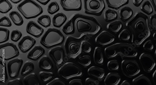 Abstract Black 3D Texture Geometric Organic Pattern for Backgrounds  Design.