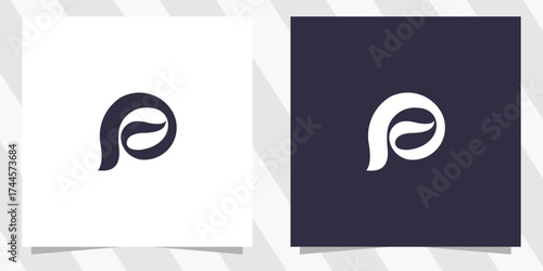 letter p with coffee logo design vector