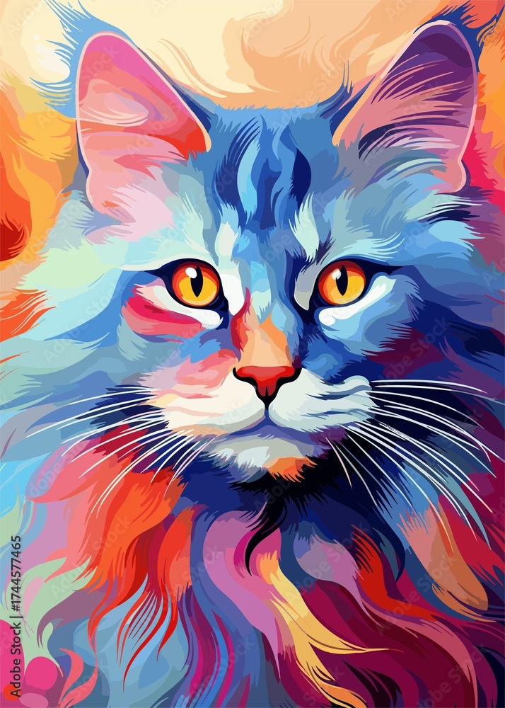 Fototapeta cute cat painting