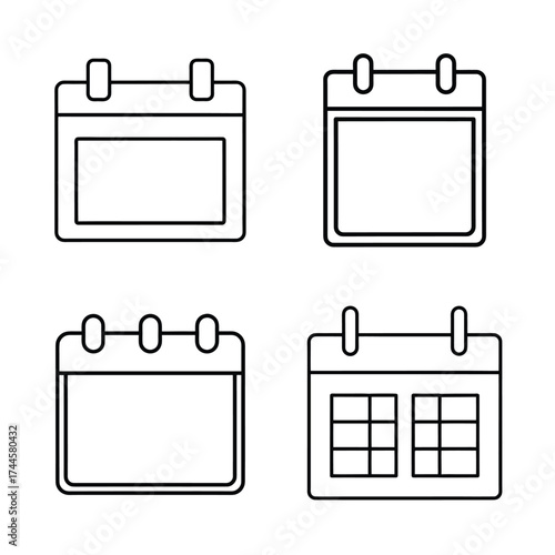 Minimalist Outline Calendar Icons Set for Date and Schedule Planning