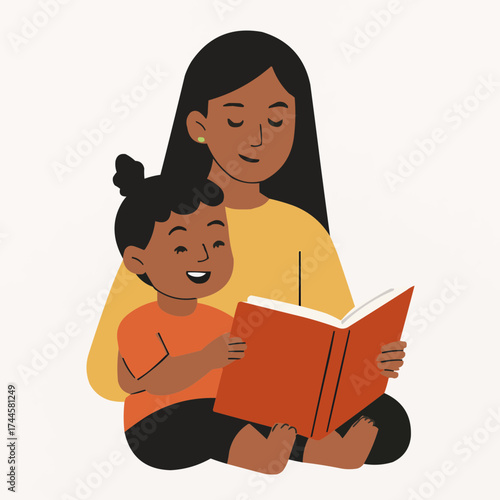 Sister Reading Storybook Vector