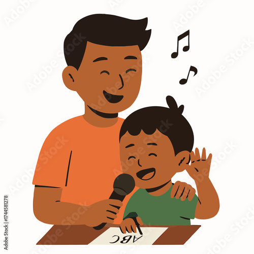 Brother Singing with Sibling Vector