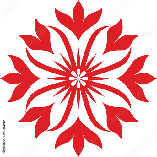 Elegant Red Floral Mandala Vector Ornament