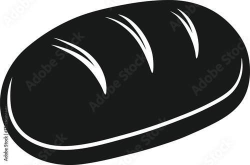 Minimalist Black and White Bread Loaf Vector Graphic