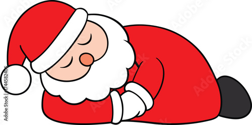 Tired Santa Claus Napping Christmas Character Design