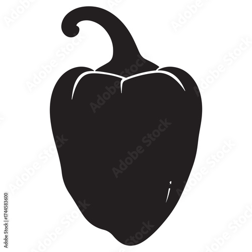 Black silhouette of a bell pepper on a white background Vector Art