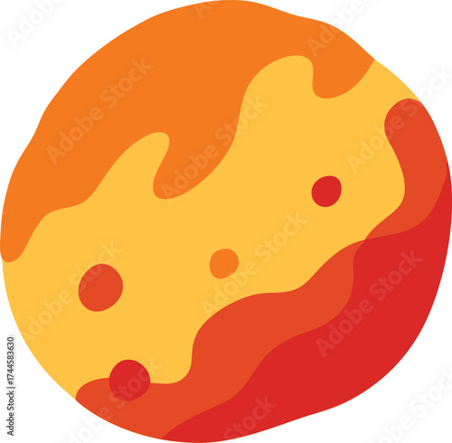 Colorful Abstract Orb Graphic Element with Wavy Layers and Spots