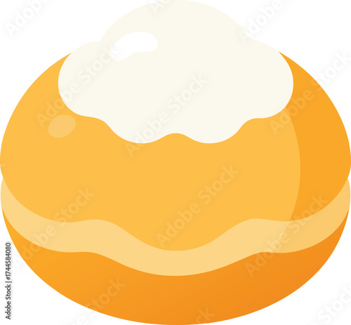 Sweet Cream Puff Pastry Flat Design Vector Illustration
