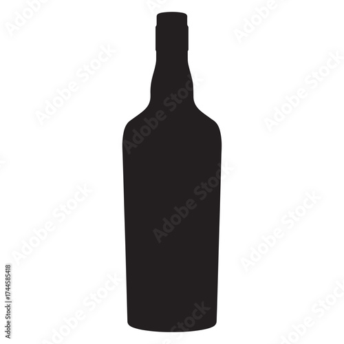 Silhouette of a tall glass bottle against a white background