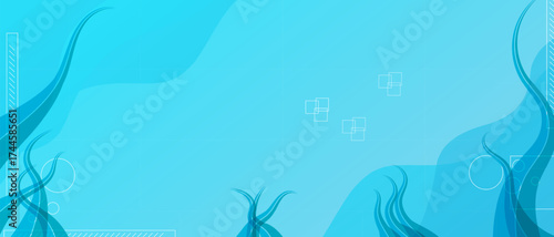 Cyan Digital Fluid Wave Background — Clean cyan abstract with flowing curves, soft gradients, and subtle tech HUD shapes; perfect for modern corporate designs and presentations eps 10