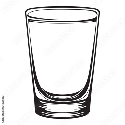 Simple line drawing of an empty clear glass tumbler