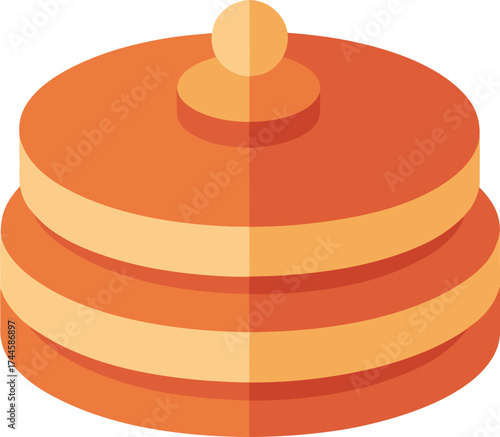 Isometric Stack of Golden Pancakes with Butter Topping Vector Graphic