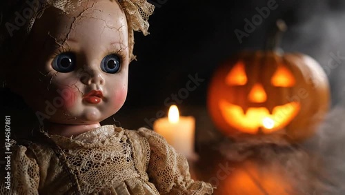 halloween witch with pumpkin