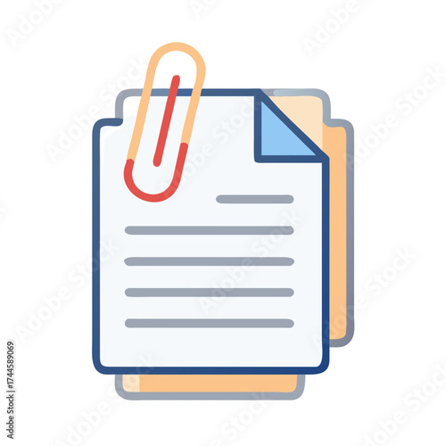 Stack of documents with paperclip as a realistic vector icon