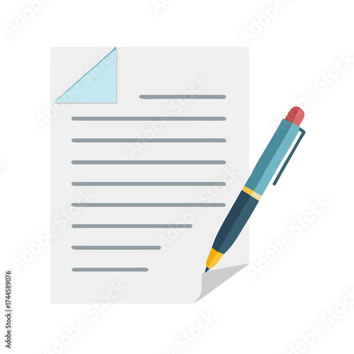 Pen writing on contract paper in realistic daylight