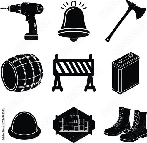 Miner Black vector isolated And White Background