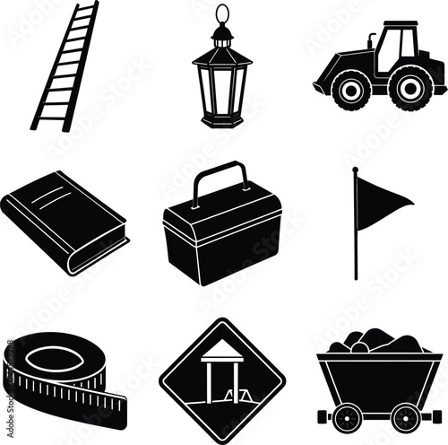 Miner Black vector isolated And White Background