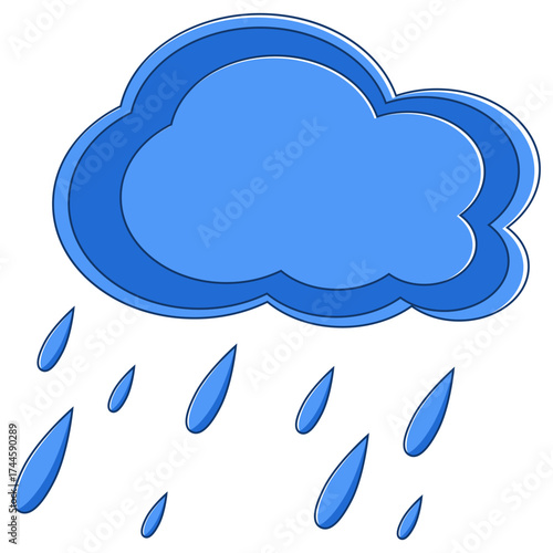 Rainy Day Weather Icon with Raindrops