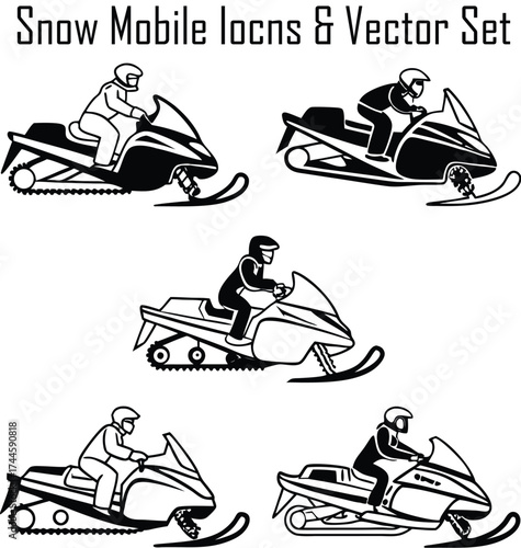 Snow Mobile Icons & Vector Set