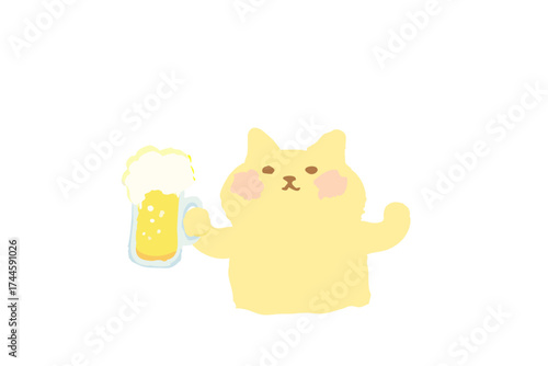ビールで乾杯するかわいい猫のベクターイラスト素材