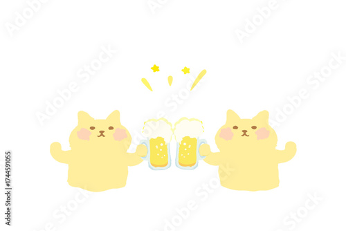 ビールで乾杯するかわいい猫のベクターイラスト素材