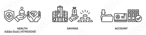 Banner health savings account (HSA) - Vector illustration concept with icons
