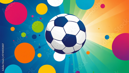 Soccer ball on a vibrant co...