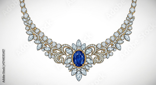 Elegant sapphire necklace with diamonds