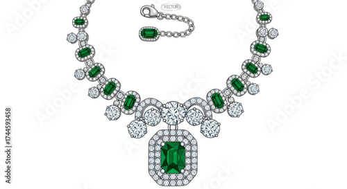 Emerald and diamond necklace