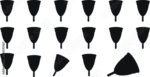 Menstrual cup silhouettes, reusable period product, feminine hygiene, eco friendly choice, zero waste lifestyle, sustainable health care, women wellness, comparison grid