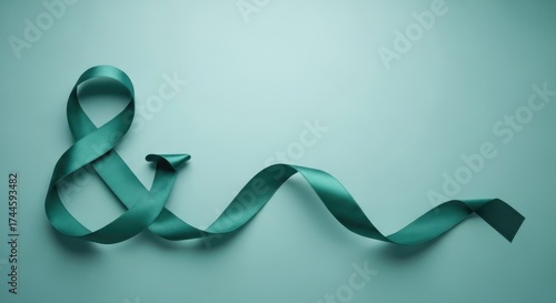 Teal ribbon background for ovarian and cervical cancer prevention campaigns and creative awareness concept 110char