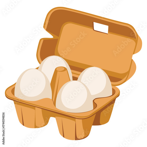 Chicken eggs packaging vector illustration isolated natural fresh organic products protein yolk suitable for grocery website social media sticker or flat cartoon design