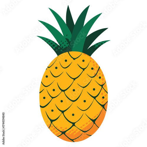 Colorful food sticker vector illustration hand drawn tropical juicy pineapple ideal for delicious exotic fruit healthy diet cartoon flat illustration on white