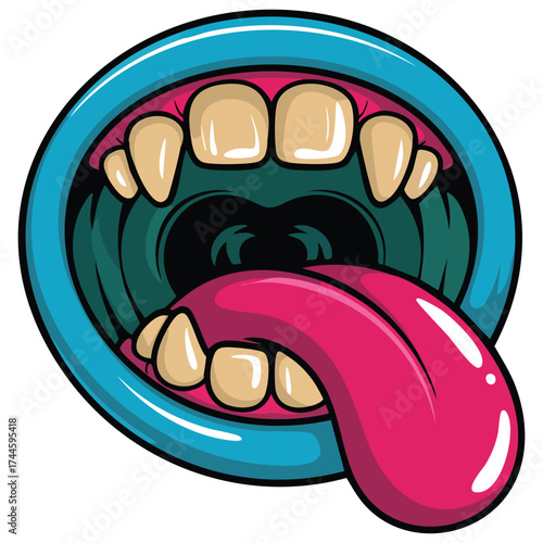 Halloween scary monsters mouth vector illustration perfect for social network stickers traditional holiday horror fear toy mascot and clothing printing cartoon flat artwork