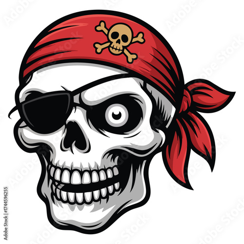 Skull pirate vector illustration isolated artwork design suitable for o halloween scary nautical or fantasy themed creative artwork cartoon style