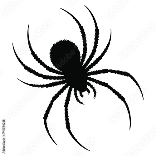 Silhouette spider vector illustration perfect for isolated halloween scary insect arachnid or creepy nature themed artwork and decoration designs