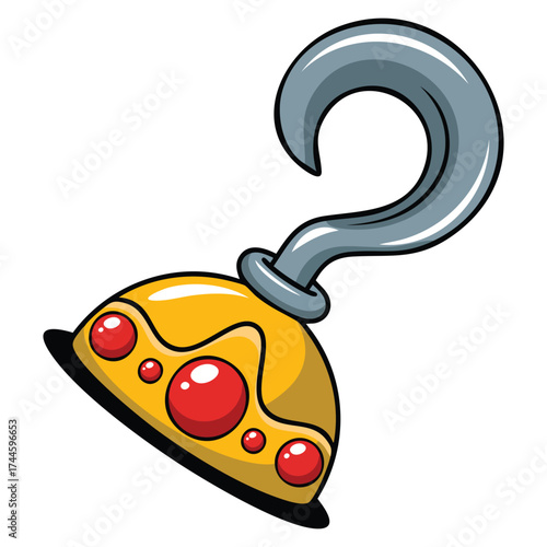 Vector illustration of cartoon hook arm isolated cartoon style perfect for pirate theme fantasy design halloween decoration or costume creative artwork