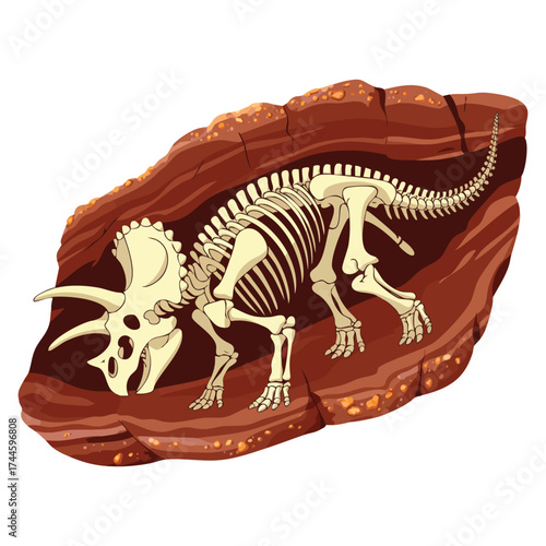Vector illustration of dinosaur skeleton sticker ideal for paleontology archeology animals BC wildlife living organisms excavations bones rare antique graphic design