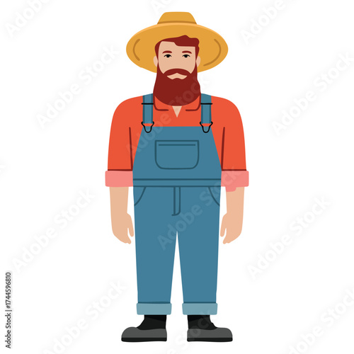 Vector illustration of farmer man icon flat style suitable for professional agriculture worker occupation themed design or educational farming creative visual